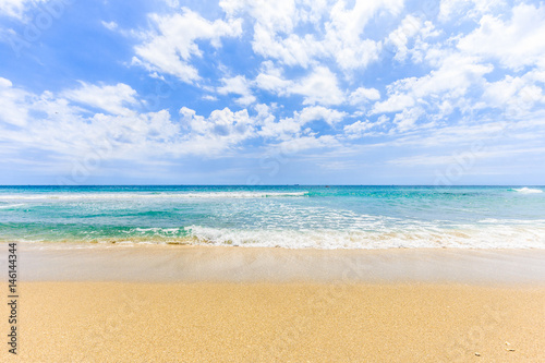 Empty sea and beach background with beautiful blue sky.