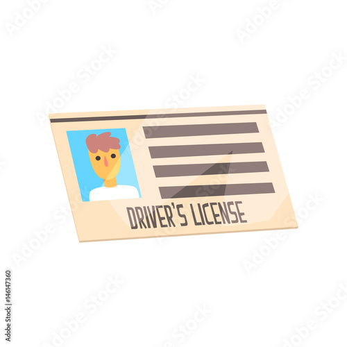 Man driver license identification card. Cartoon style document. Colorful vector Illustration