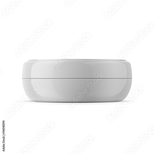 Round white plastic cosmetic jar template.
