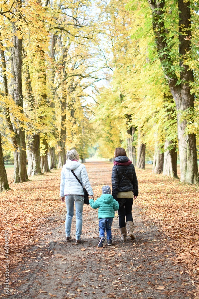 Fototapeta premium grandmom, mom and son in the park