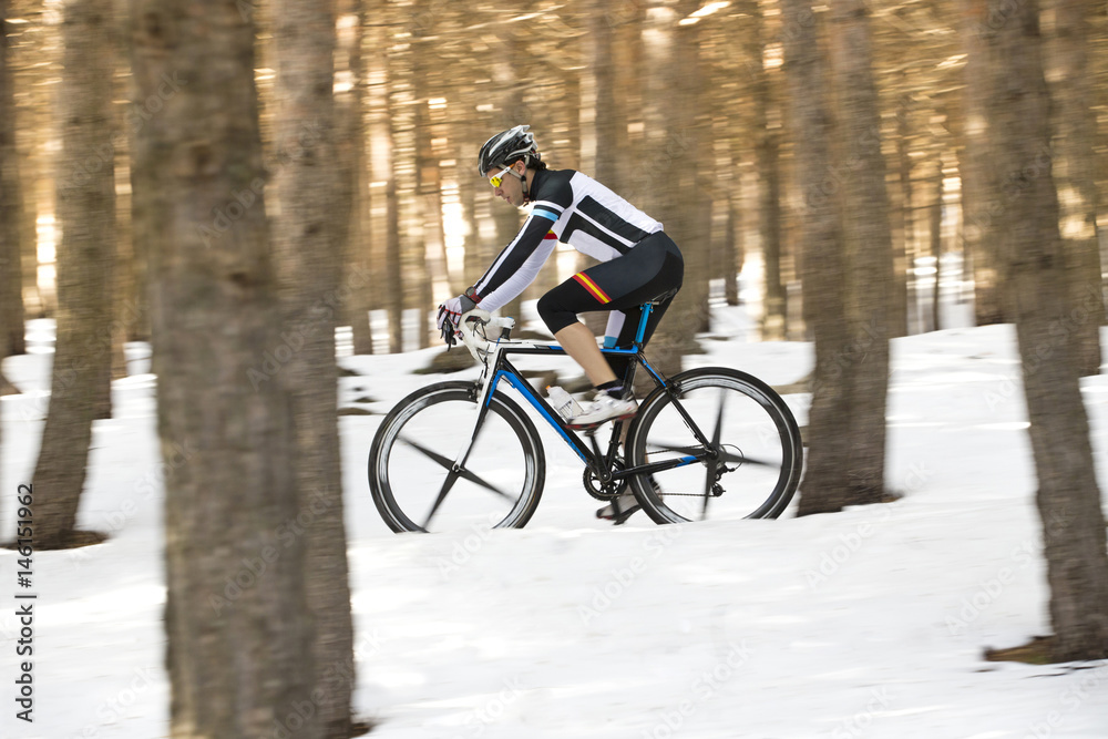 Young man riding a mountain bike