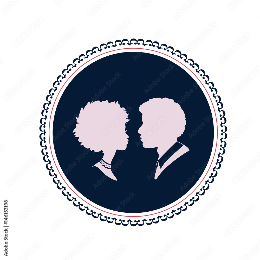 Beautiful silhouette cameo of a young woman's profile