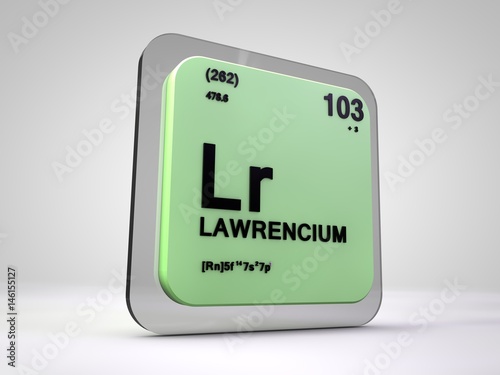 Photography lawrencium - Lr - chemical element periodic table 3d illustration