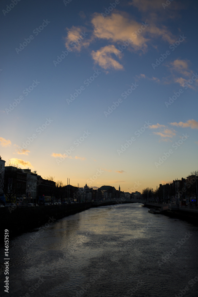 Liffey river flowing through Dublin