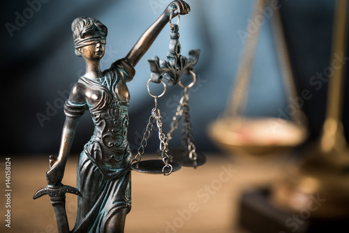law concept on wooden desk, mallet of the judge, justice scale,, books, 