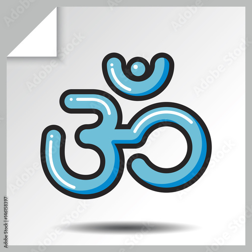 Hinduism icon-aum letter. Vector Isolated flat colorful illustration.