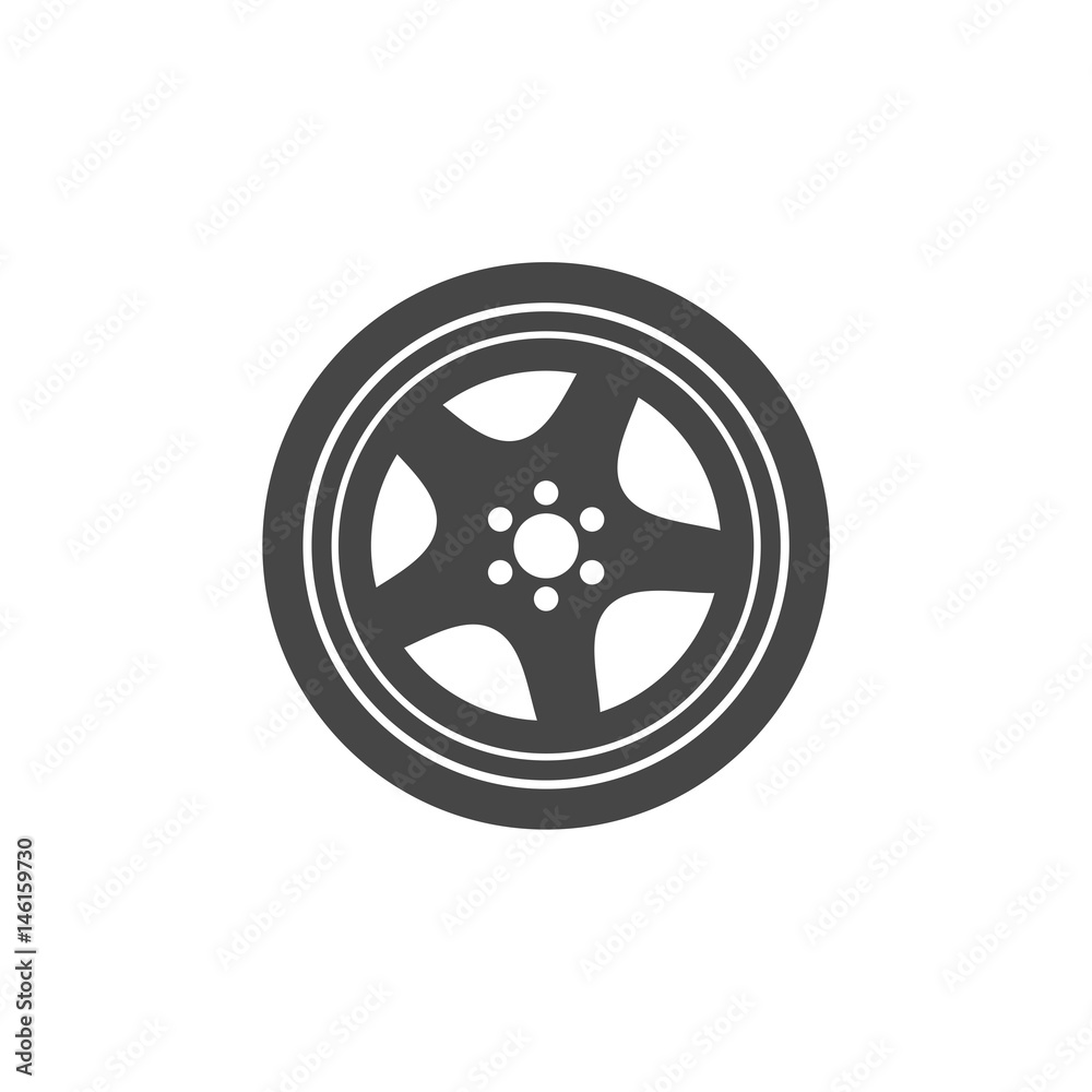 Tires and wheels icons set