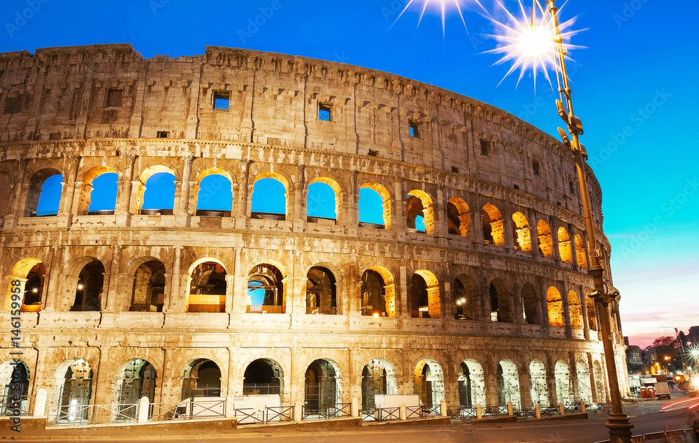 The famous Colosseum in Rome, Italy.