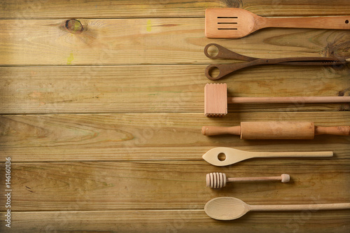 Set of kitchen utensils on the table