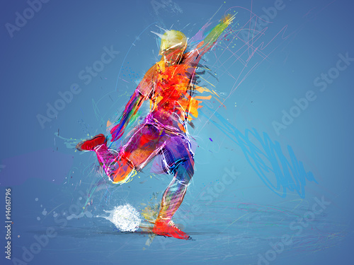 Fototapeta Naklejka Na Ścianę i Meble -  soccer player abstract concept
