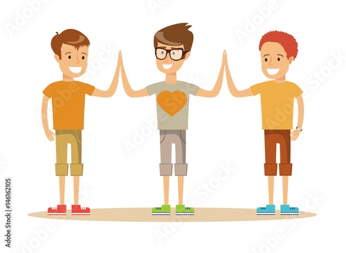Pupils giving each other a high five