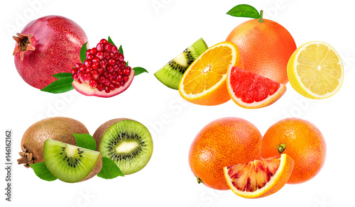 Collection of fruits isolated on white
