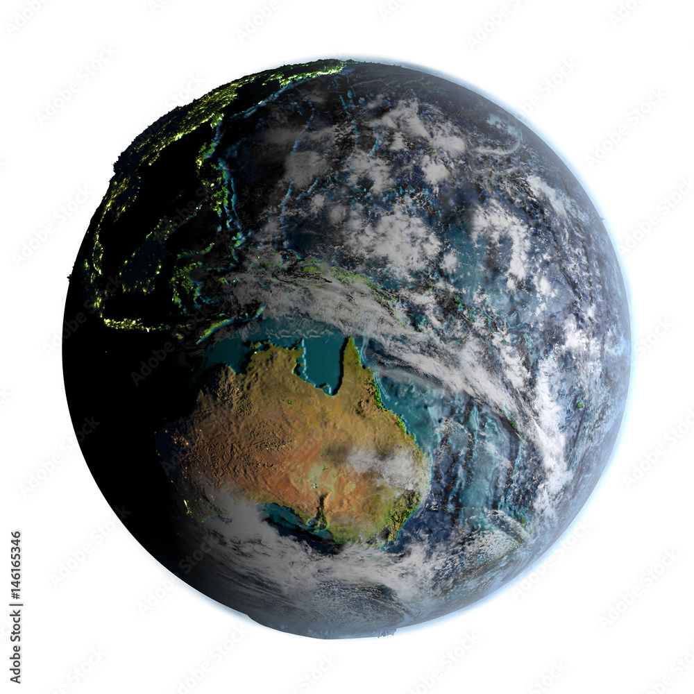 Fototapeta premium Australia on detailed planet Earth