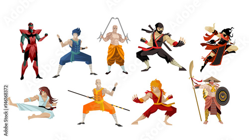 martial artists shaolin warriors and ninja fighters