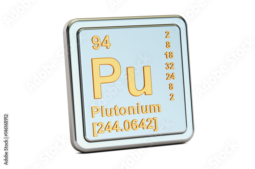 Tableau sur toile Plutonium Pu, chemical element sign. 3D rendering