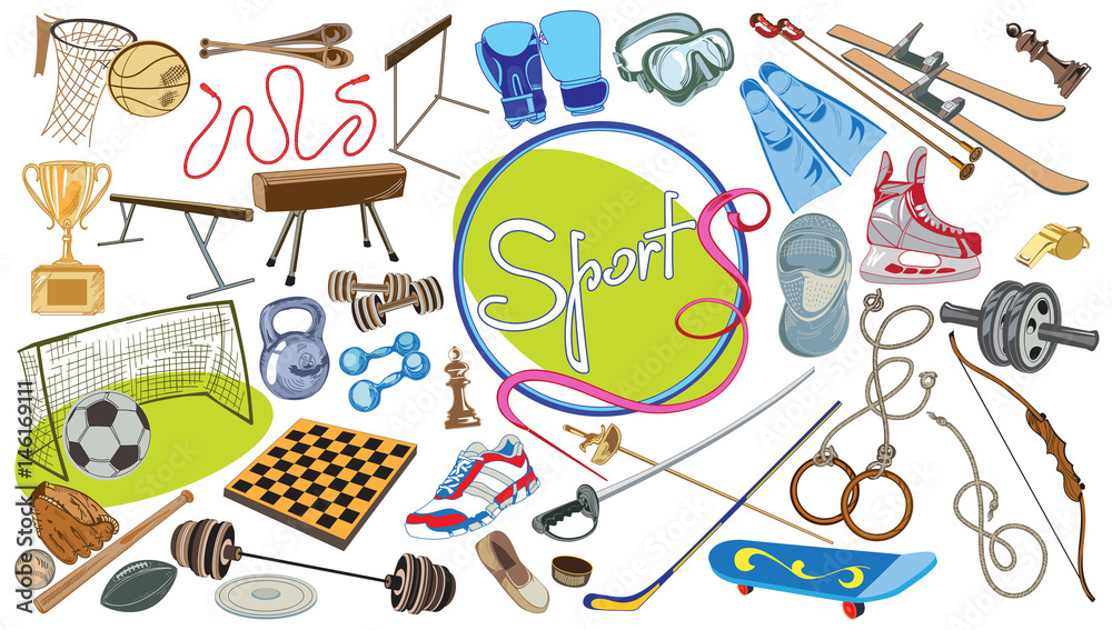 Drawing Sports Elements Set Drawing Sports Elements Set
