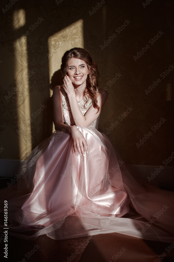 happy girl in prom dress