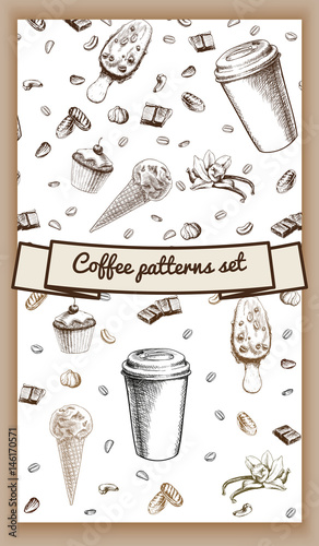 Hand Drawn Hot Coffee Patterns