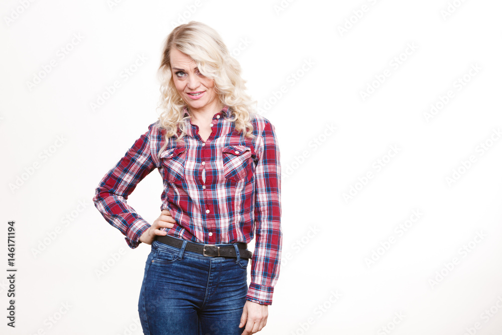 Mid aged woman casual style posing Mid aged woman casual style posing