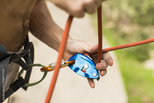 Security climb, carabiners.