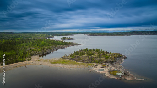 Islands from a height. Ladoga. Karelia. Wild places.