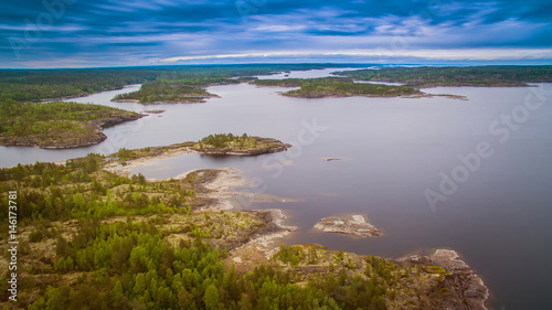 Islands from a height. Ladoga. Karelia. Wild places.