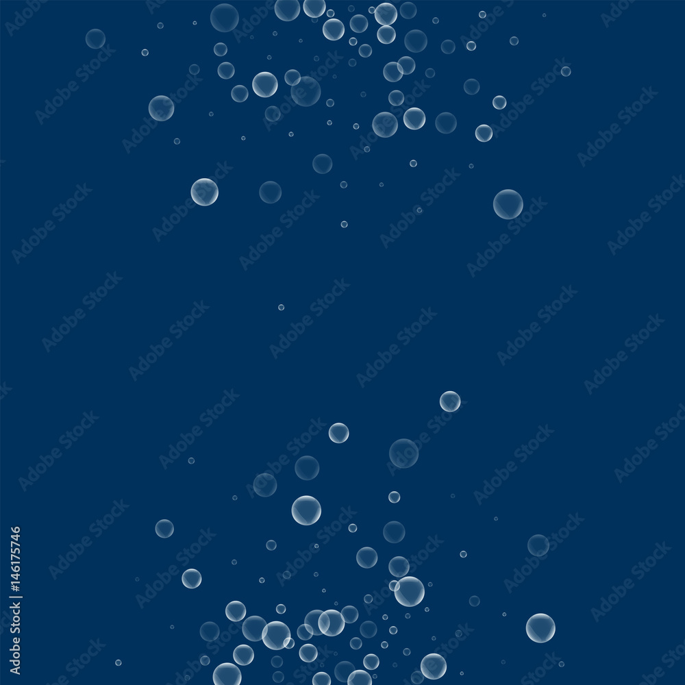 Soap bubbles. Abstract half circles with soap bubbles on deep blue background. Vector illustration.