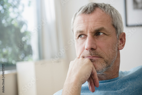 Pensive older Caucasian man  