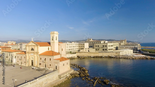 Square of Leghorn along the sea, Tuscany from the air