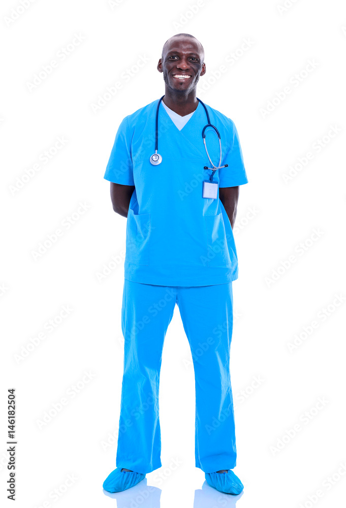 Portrait of a doctor man standing isolated on white background Portrait of a doctor man standing isolated on white background