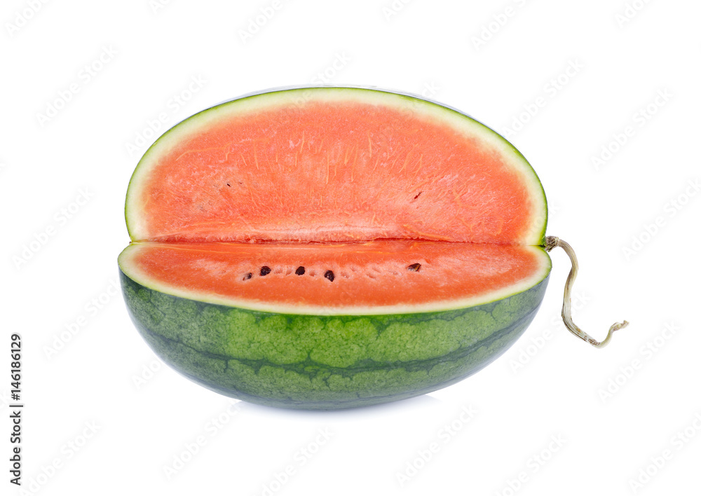 cut red watermelon on white background cut red watermelon on white background
