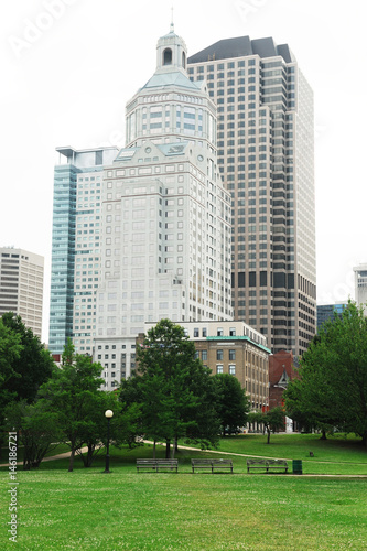 downtown skyscraper buildings in Hartford city CT