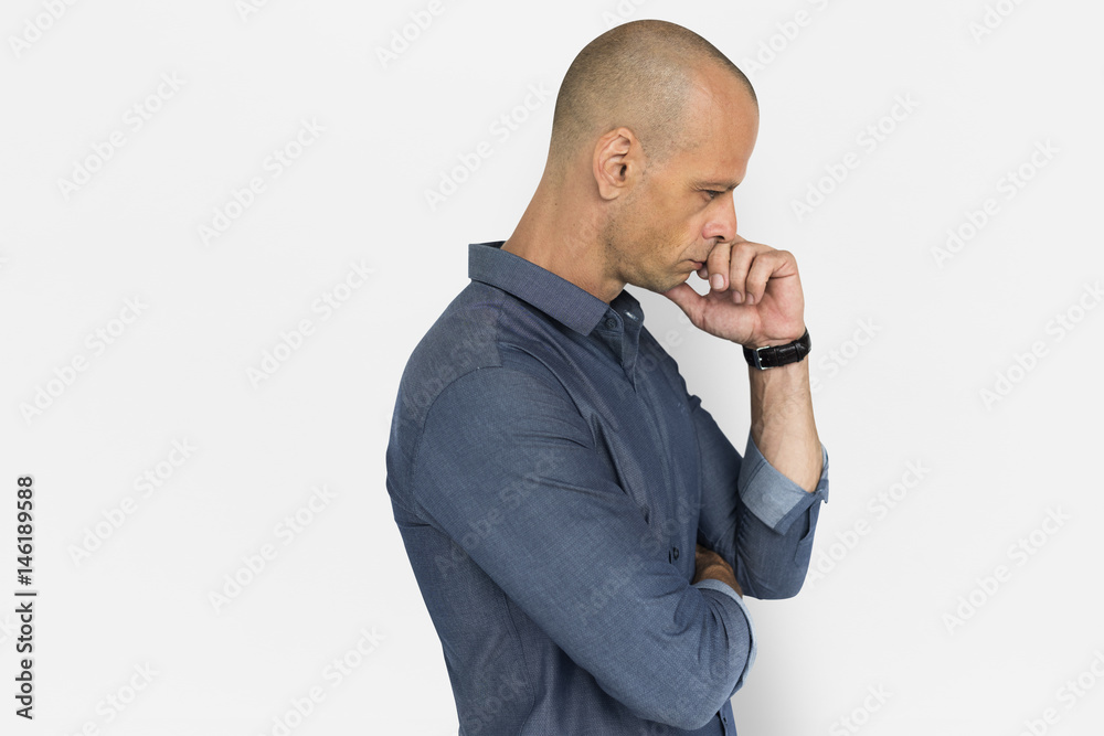 Man Concentrated Emotion Stress Problem Concept Man Concentrated Emotion Stress Problem Concept