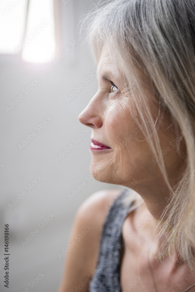 Caucasian woman looking away Caucasian woman looking away