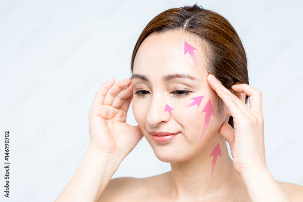 face lift up massage. women's beauty concept. face lift up massage. women's beauty concept.