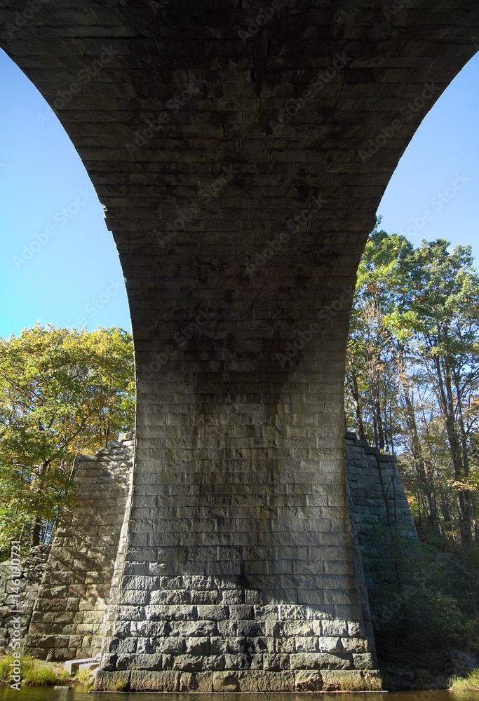 A view from underneath a former railroad bridge, built in 1847.