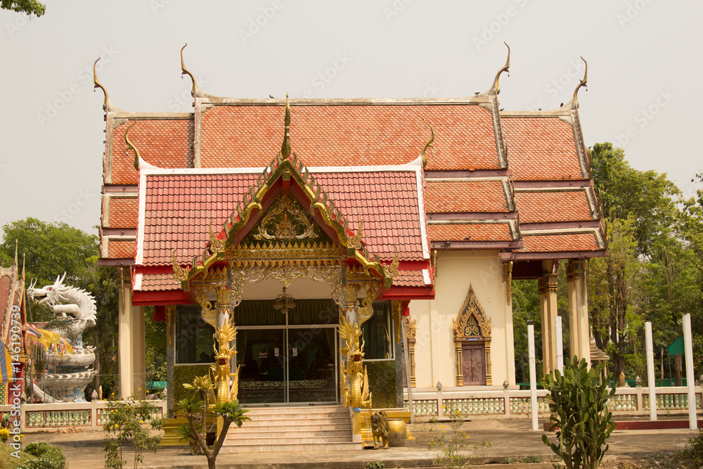 Landmark of Buddhist temple at Wat Mai Kham Wan temple, Phichit,Thailand.