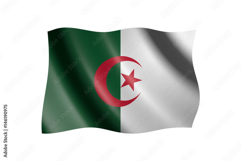 Naklejka premium Flag of Algeria isolated on white, 3d illustration