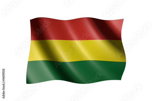 Flag of Bolivia isolated on white  3d illustration
