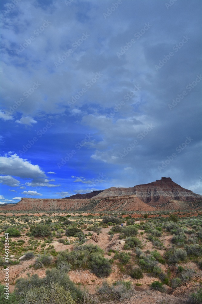 Landscape formations and dramatic sky near Zion National Park