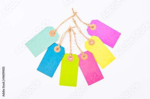 Many colorful of paper tag price.