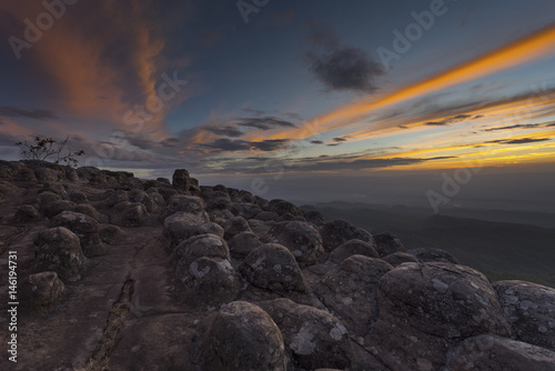 Rocky Scenic Spot with Evening Sky./Beautiful sunset over the mountain,THAILAND