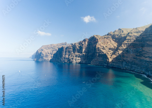 Aerial view of Los Gigantes cliffs in Tenerife, Spain