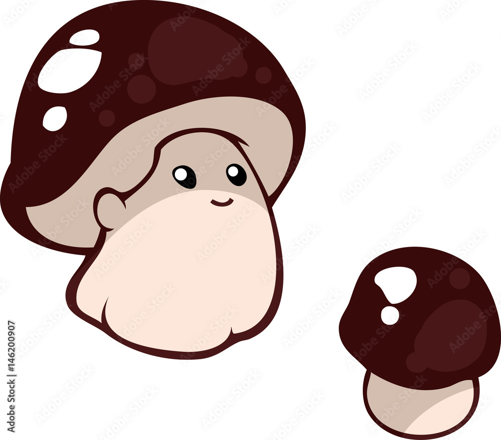 Cartoon illustration of little funny mushroom babies Stock Illustration |  Adobe Stock
