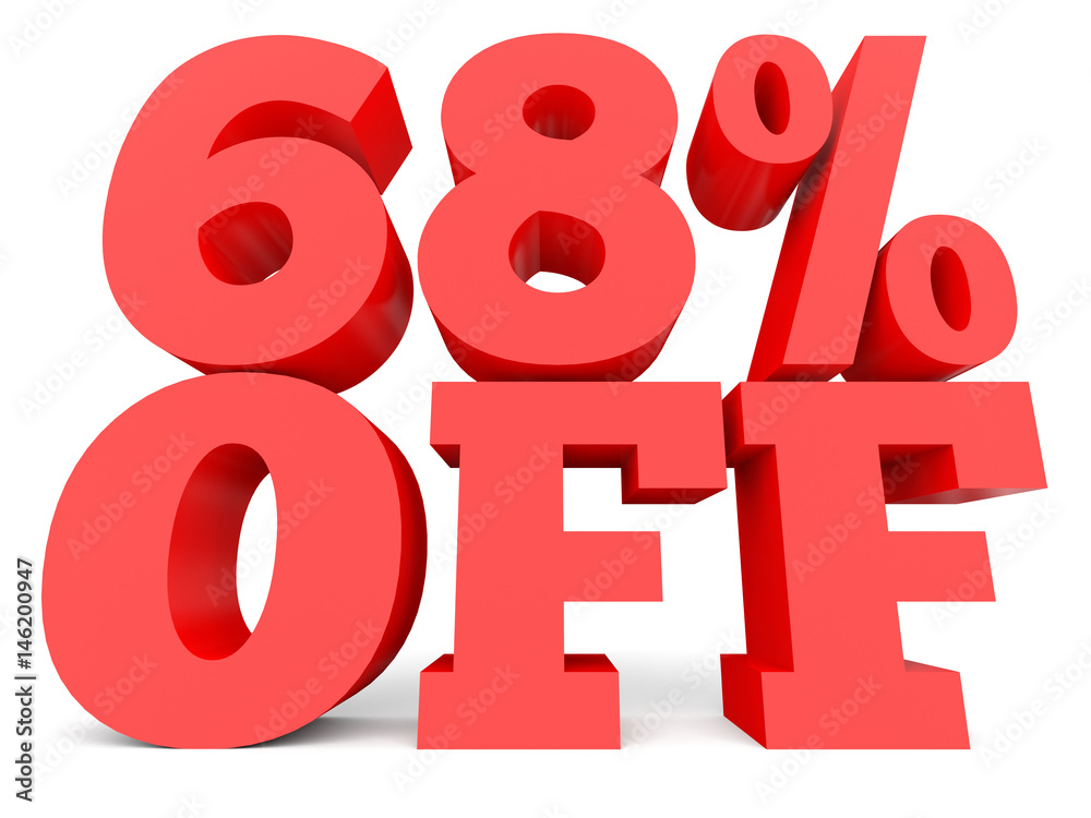 Sixty eight percent off. Discount 68 %. Sixty eight percent off. Discount 68 %.