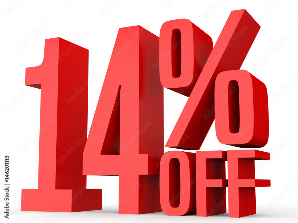 Fourteen percent off. Discount 14 %. Fourteen percent off. Discount 14 %.