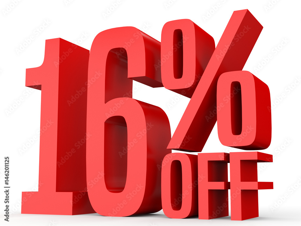 Sixteen percent off. Discount 16 %. Sixteen percent off. Discount 16 %.