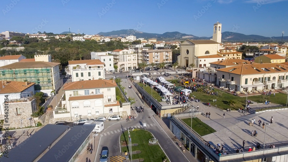 Square of San Vincenzo, aerial view of Tuscany