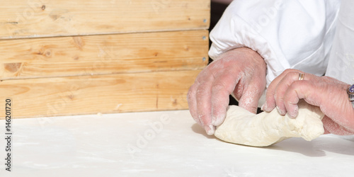 Traditional hand making bread