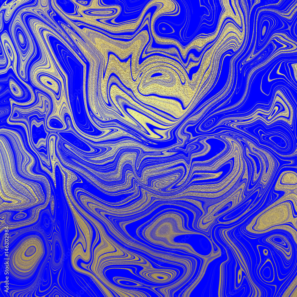 Gold and blue liquid texture, abstract psychedelic pattern Gold and blue liquid texture, abstract psychedelic pattern